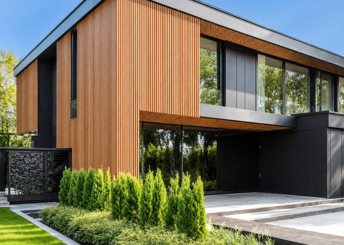 Maison d'architecte contemporaine avec bardage bois et aluminium